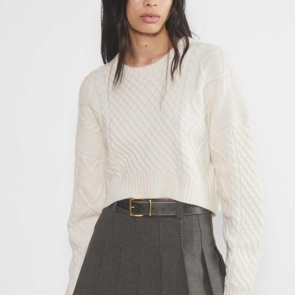 Aritzia Sunday Best Peggy Cropped cream sweater